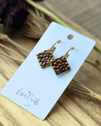 Square Dangle Earrings rose-gold, gold, bronze Apis Crafts, iridescent glitter finish on a gold hoop