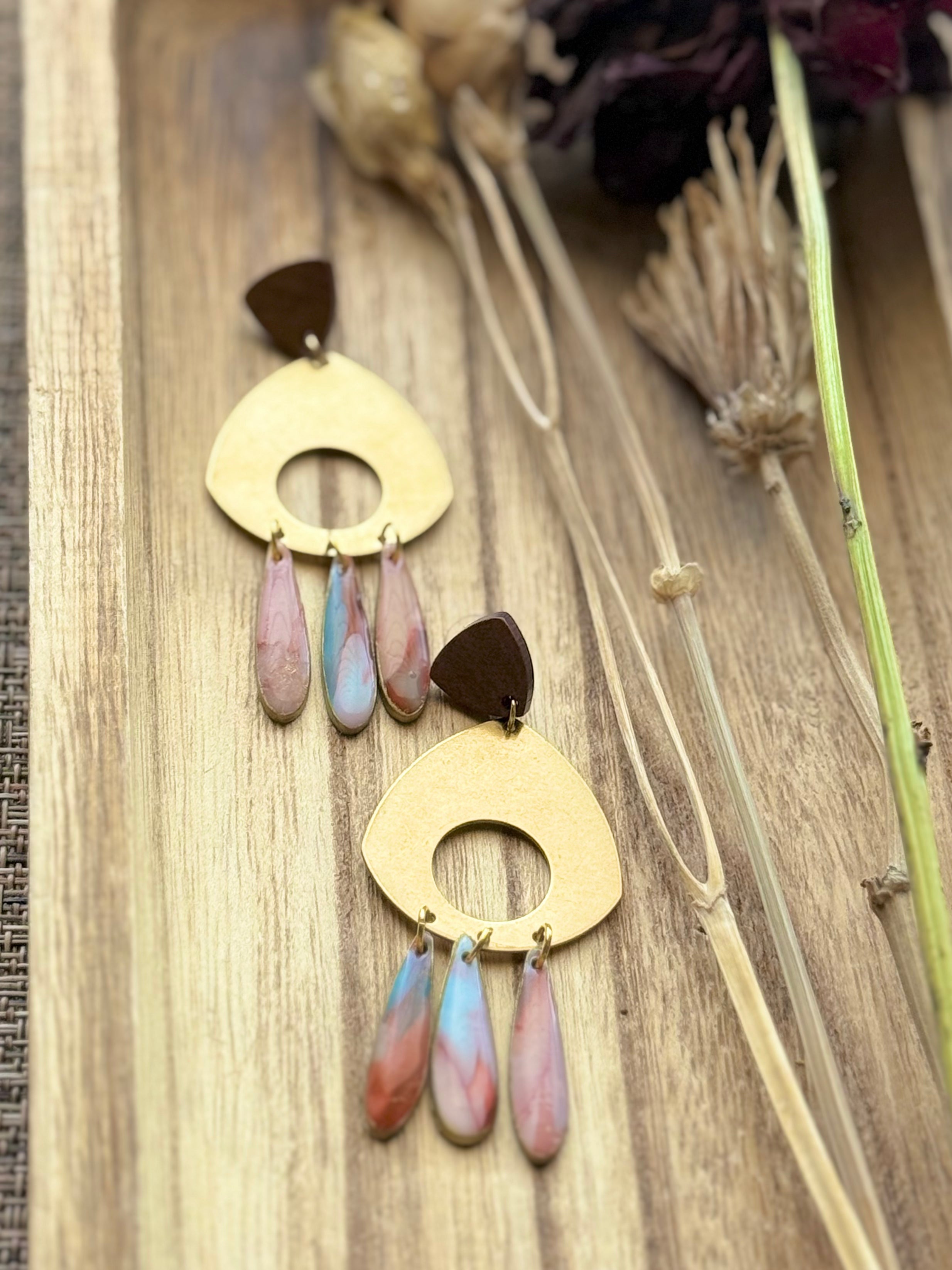Medallion Teardrop Dangle Earrings - Tucson Sunset