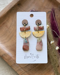 Boho geometric dangle earrings with faux stone and gold accents