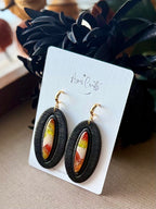 Oval Inset Dangle Earrings - Maize