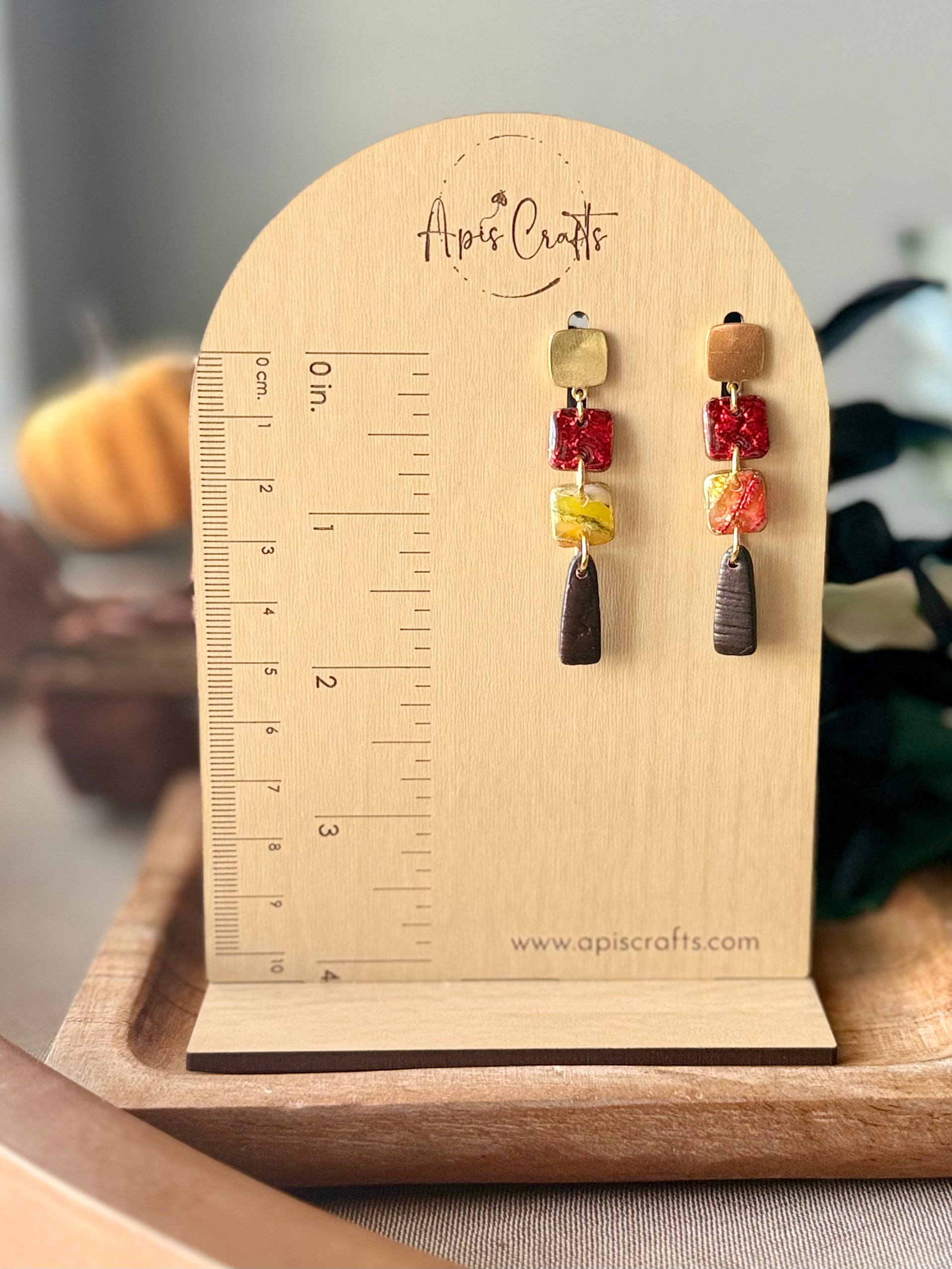 Square Gold Dangle Earrings - Maize