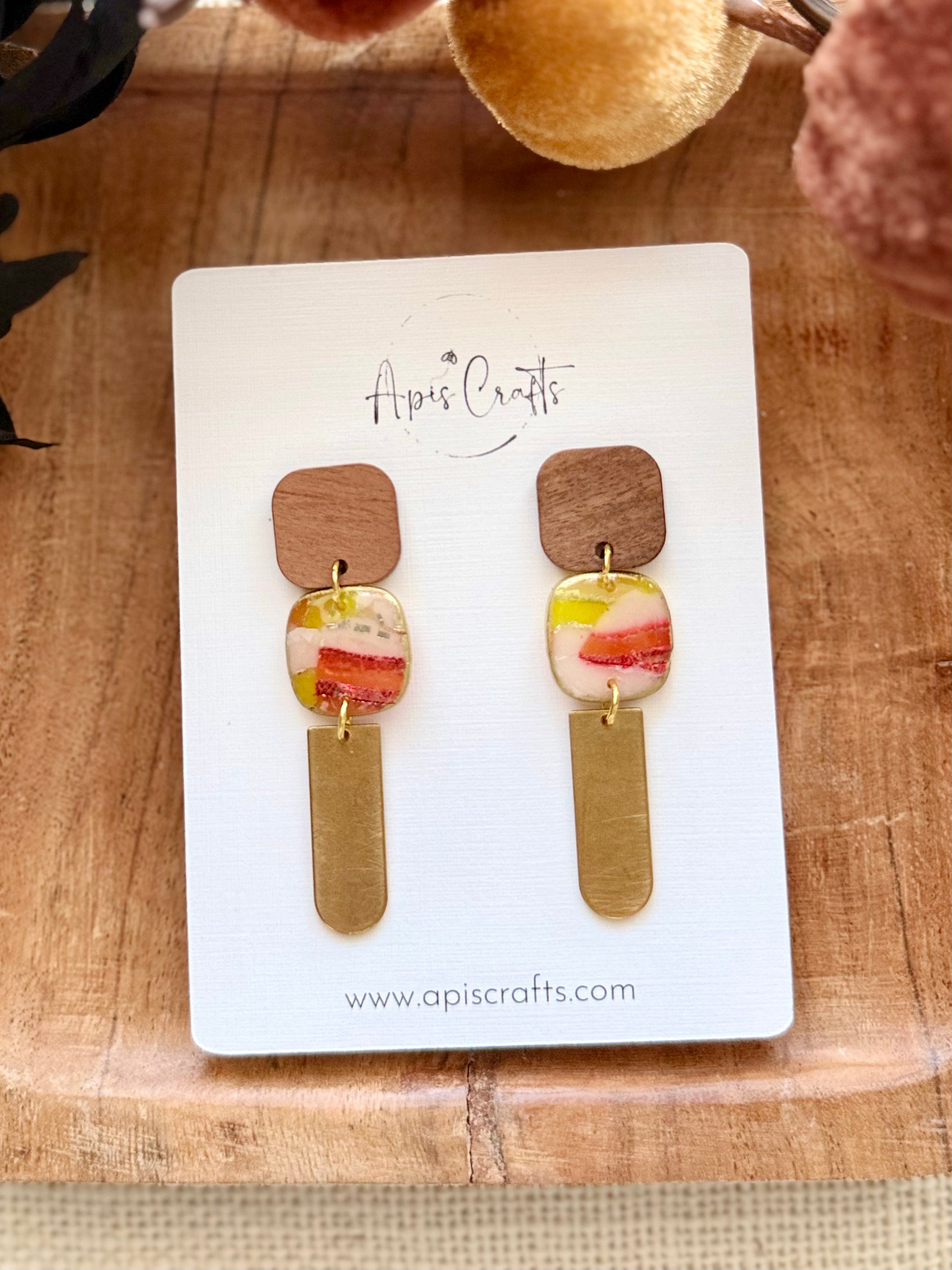 Square Dangle Earrings - Maize