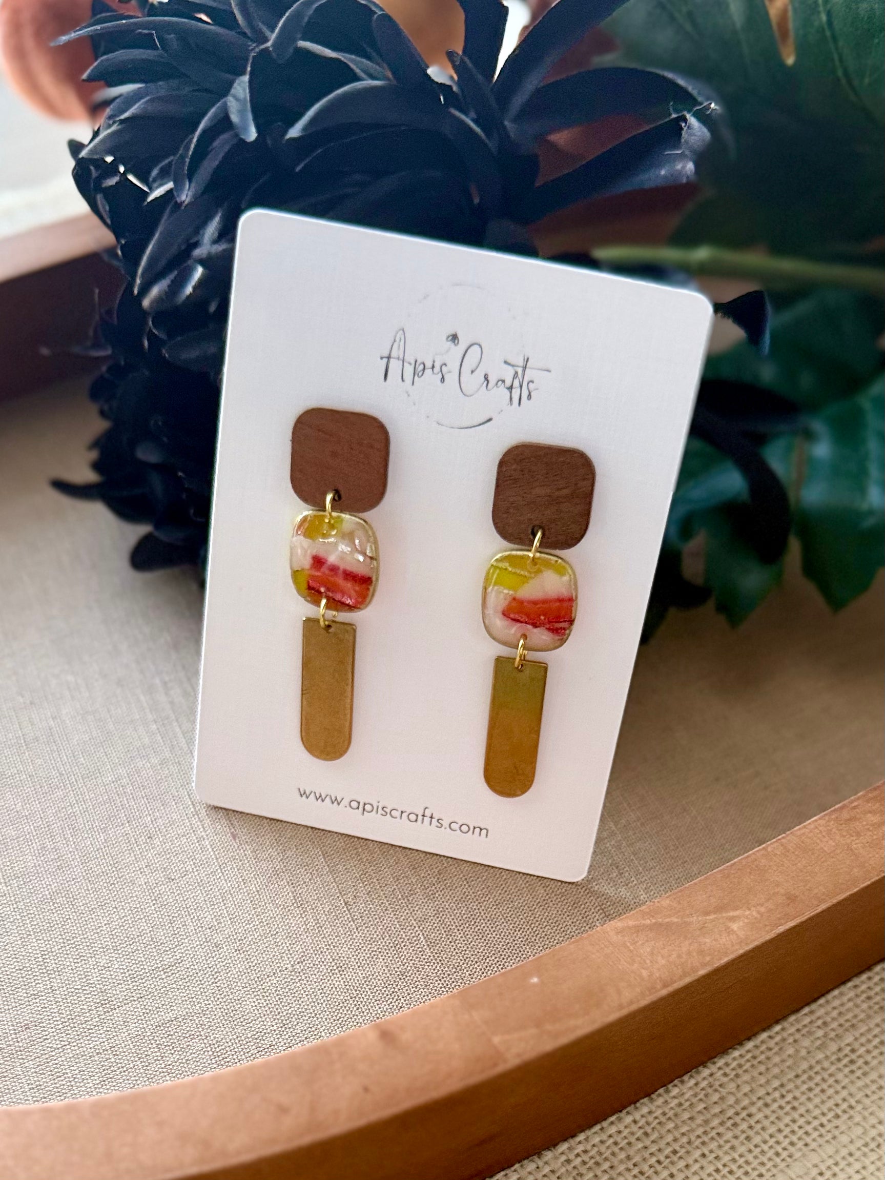 Square Dangle Earrings - Maize