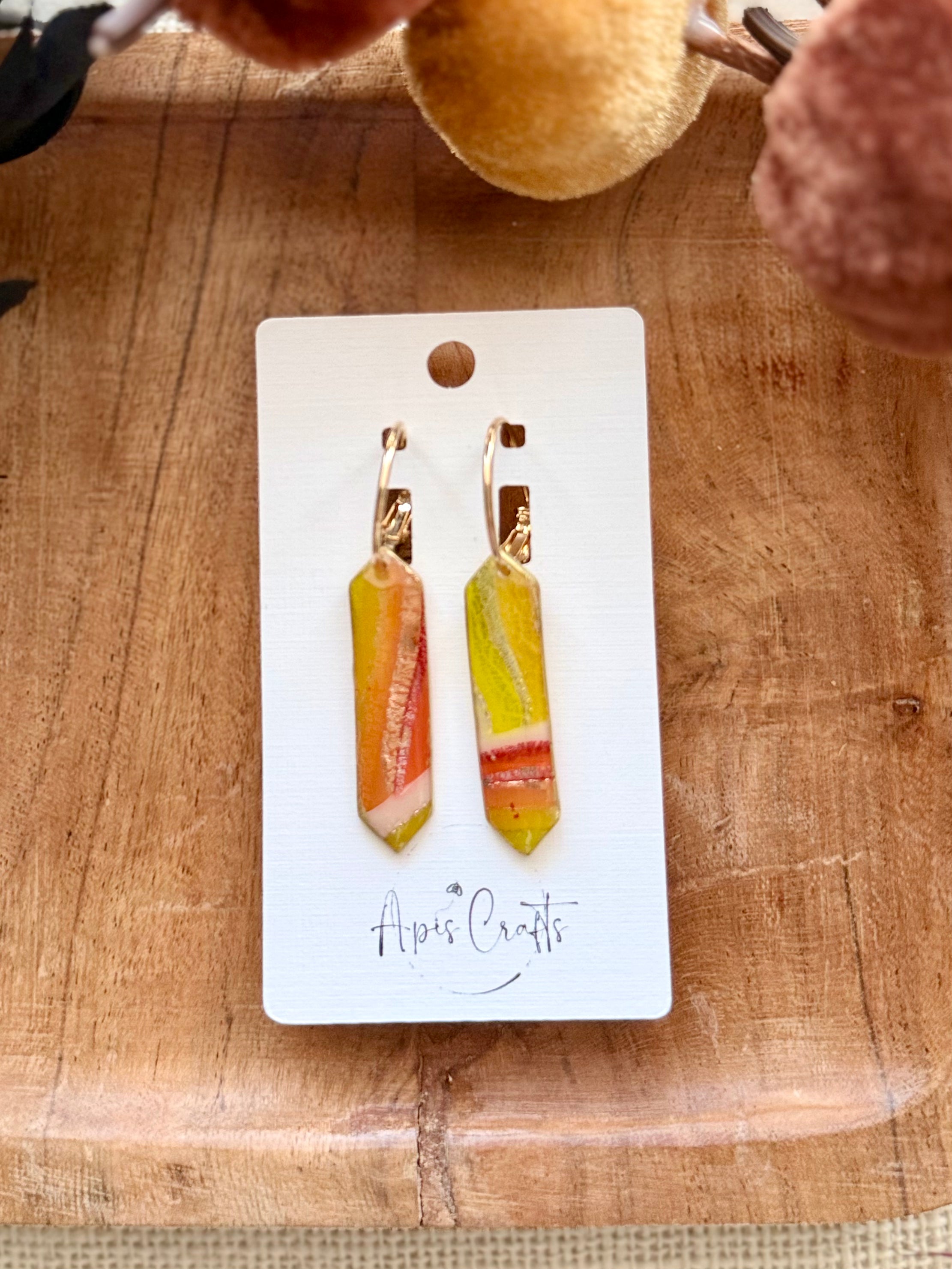 Prism Crystal Dangle Earrings - Maize