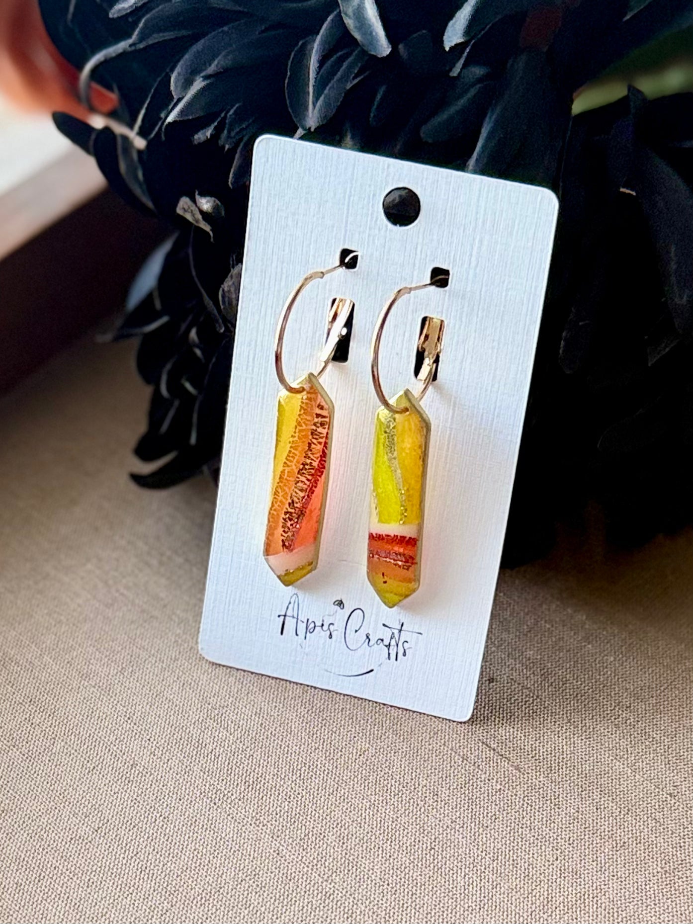 Prism Crystal Dangle Earrings - Maize