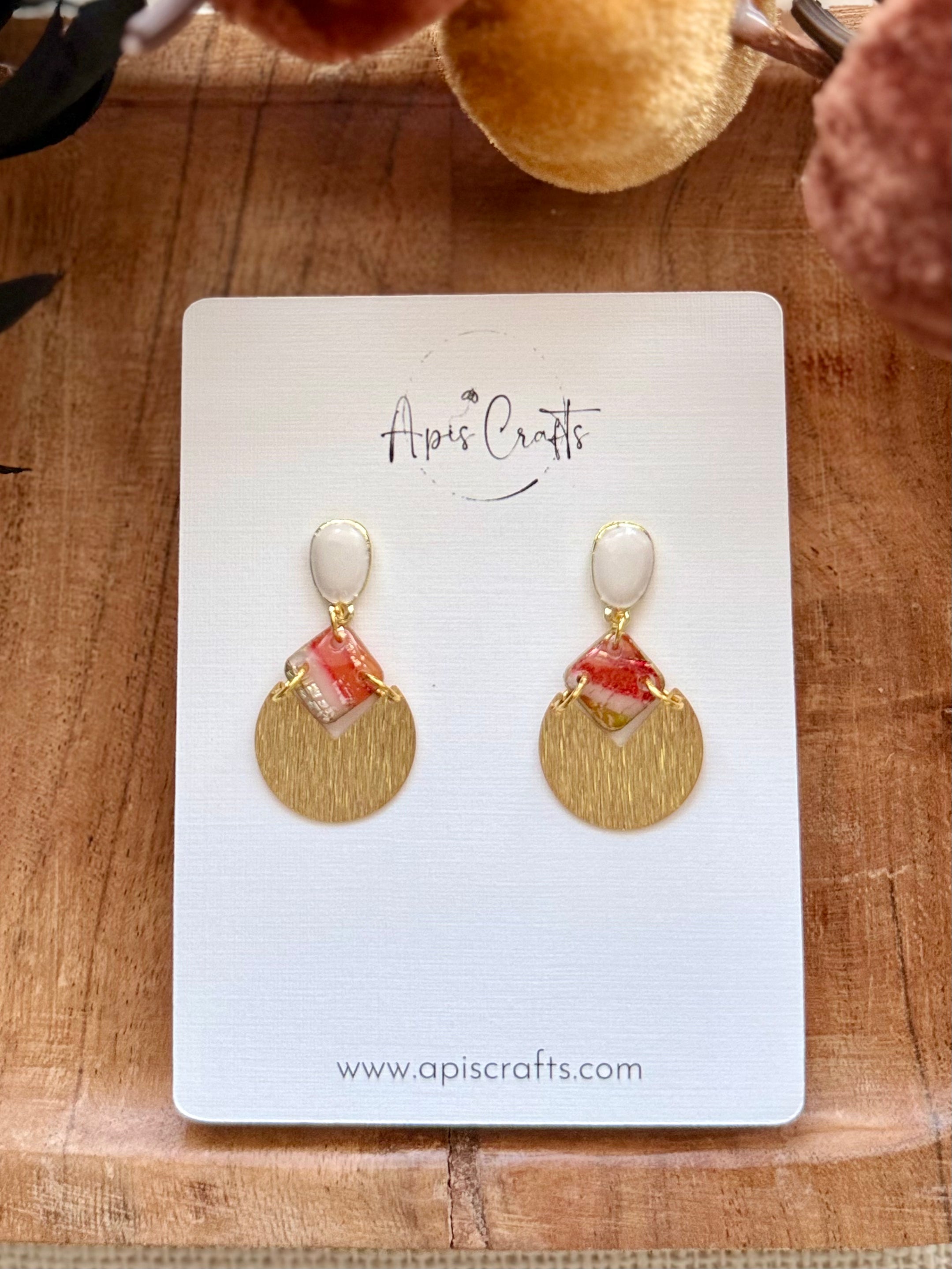 Circle Gold Dangle Earrings - Maize