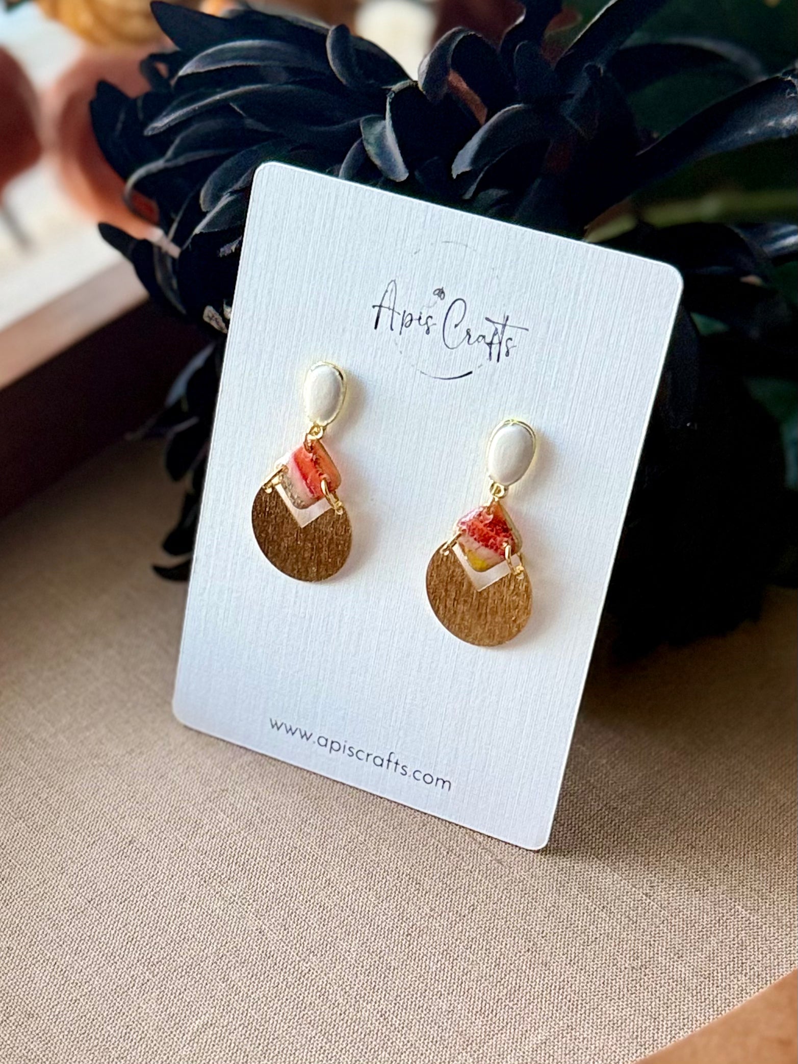 Circle Gold Dangle Earrings - Maize