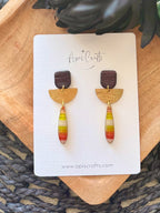 Teardrop & Gold Dangle Earrings - Maize