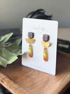 Teardrop & Gold Dangle Earrings - Maize