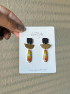 Teardrop & Gold Dangle Earrings - Maize