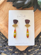 Teardrop & Gold Dangle Earrings - Maize