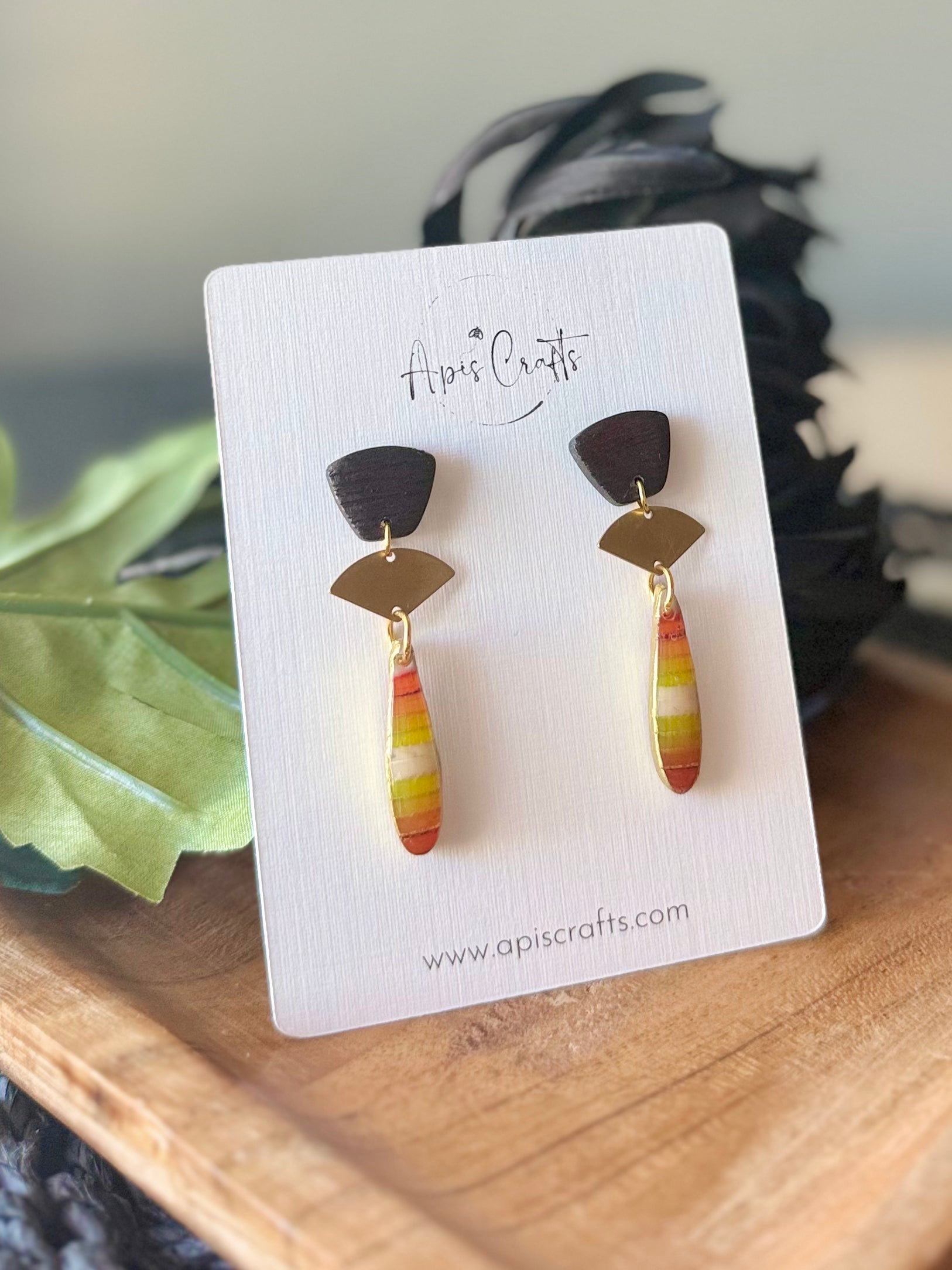 Teardrop & Gold Dangle Earrings - Maize