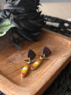 Teardrop & Gold Dangle Earrings - Maize