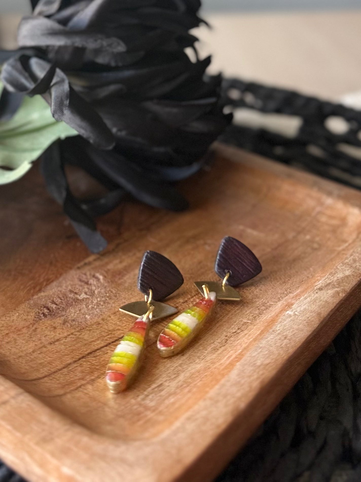 Teardrop & Gold Dangle Earrings - Maize