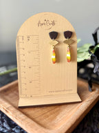 Teardrop & Gold Dangle Earrings - Maize