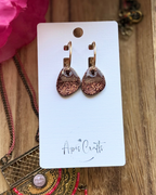 Pebble Dangle Earrings rose-gold, gold, bronze Apis Crafts, iridescent glitter finish on a gold hoop